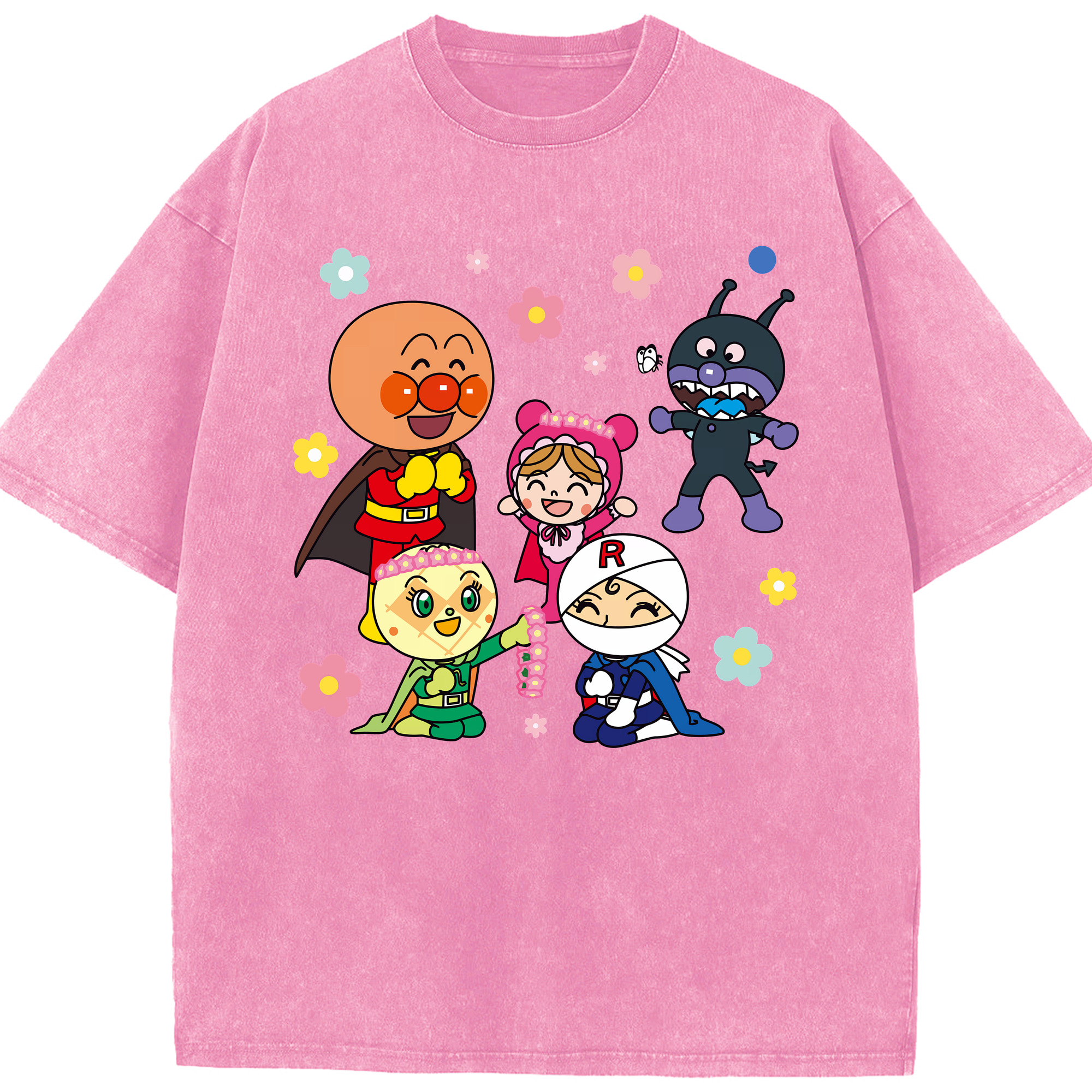 （画像用） アンパンマン Anpanman 綿100% ヴィンテージ風 半袖Tシャツ（フロントプリント）